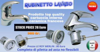RUBINETTO MISCELATORE LAVABOT  CROMATO  COMPLETO DI PILETTA MADE IN ITALY 
