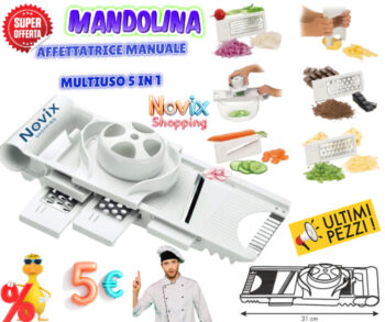 MANDOLINA GRATTUGGIA AFFETTA VERDURE A 5 LAME 