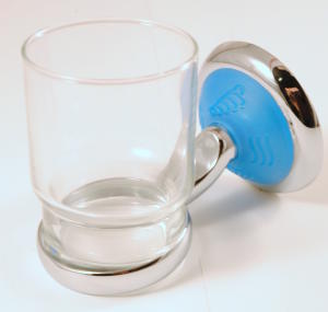 GLASS HOLDER IN BRASS  CHROMATED BLUE