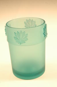 GLASS LEAF GREEN BRUSH HOLDER