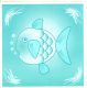 6 STICKERS  BLUE FISH 