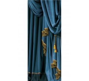 PORTE E PARETI COSTUME SIPARIO DI VELLUTO BLU A DESTRA