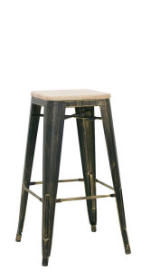 SGABELLO METALLO VERNICIATO + LEGNO 1078-MC012DW