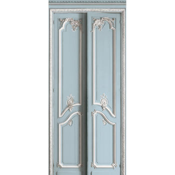 DECORO IN LEGNO PASTELLO HAUSSMANIANO BLU CIELO DOPPIA PORTA  138 cm