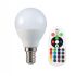 Lampadina LED E14 3,5W P45 con Telecomando RGB + 6400K Bianco freddo