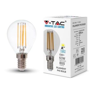 Lampadina LED Bulb E14 6W 130LM/W Filamento P45 6400K Bianco freddo