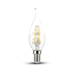 Lampadina LED E14 4W Candela a Fiamma Filamento 6400K