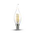 Lampadina LED E14 4W Candela a Fiamma Tortiglione Filamento 6400K Bianco freddo