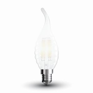 Lampadina LED E14 4W Candela a Fiamma Tortiglione Filamento Satinato 6400K