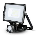 Faro LED Chip Samsung 20W con Sensore di Movimento e Crepuscolare e Interruttore Manuale di Bloccaggio Colore Nero 3000K