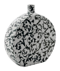 Decorative vase white / black.  Dim: 30.5x28x8 cm.