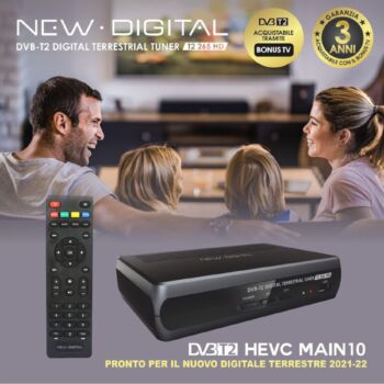 Decoder DVB-T2 265 HD HEVC H265 10 BIT, Alta definizione, HDMI, USB con funzione