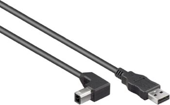 Cavo USB 2.0 High Speed ​​M/M 2m, A Maschio a B Maschio Piegato a 90°, Cavo di Collegamento USB Per Scanner Ecc., Doppia