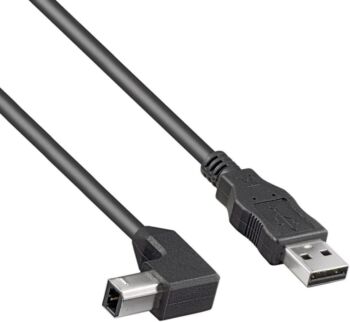 Cavo USB 2.0 High Speed ​​M/M 0,5m, A Maschio su B Maschio Piegato a 90°, Cavo di Collegamento USB per Scanner ECC., Dop