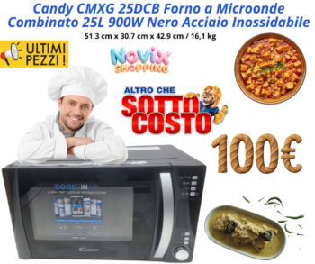 Candy CMXG 25DCB Forno a Microonde Combinato 25L 900W Nero Acciaio Inossidabile