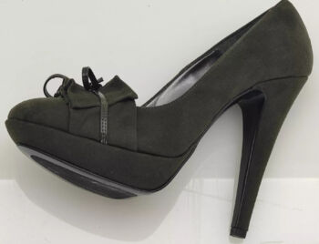 Scarpe donna décolleté tacco alto verde scuro vera pelle BY MARI