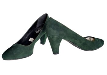 scarpe donna decolleté tacco alto verde scuro camoscio vera pelle tag 37 by riko