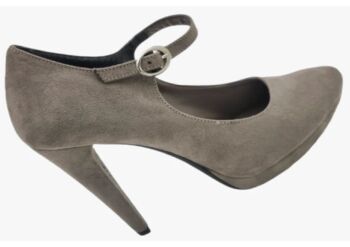 SCARPE DONNA DECOLLETE TACCO ALTO GRIGIO VERA PELLE CAMOSCIO TAG 36 BY ALYSA