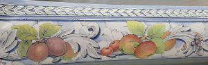 BORDURE ADHÉSIVE AVEC DES VAGUES BLANCHES ET DES FRUITS