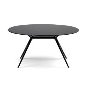 TABLE METROPOLIS 150 X 112 LAQUÉ NOIR CHROMÉ