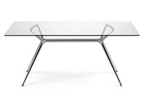 TABLE METROPOLIS 180 X 90 CHROME AND TRANSPARENT   