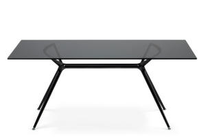 TABLE METROPOLIS 180 X 90 GRIS FUME' CHROMÉ 