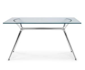 TABLE METROPOLIS 140 X 85 CHROME AND TRANSPARENT  