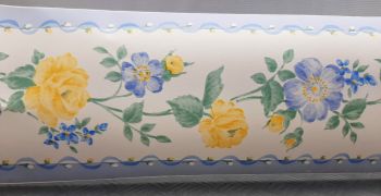 BLAUER UND GELBER BLUME TAPETEN BORDURE