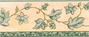 BORDURE ADHÉSIVE BEIGE À FEUILLE VERTE