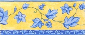 BORDER ADHESIVE YELLOW WITH BLUE LEAVES