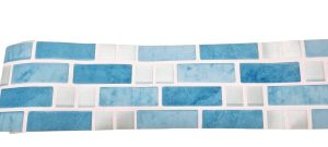 BORDURE ADHÉSIVE MOSAIQUE BLEU ET ARGENT